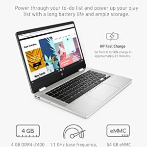 HP Chromebook x360 14a 2-in-1 Laptop, Intel Pentium Silver N5030, 4 GB RAM, 64 GB eMMC, 14” HD Micro-Edge Touchscreen, Chrome OS, 720p Webcam, Dual Speakers, Long Battery Life (14a-ca0023nr, 2021)