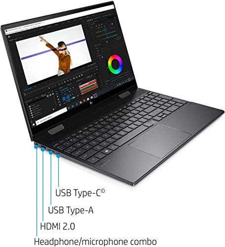 HP Envy x360 2-in-1 Touch Laptop, 15.6inch FHD IPS 400nits 100% sRGB Display, 8-Cores Ryzen 7 5700U(> i5-1135G7), 14 hr Battery Life, Webcam,Wi-Fi 6, Fingerprint (32GB RAM | 1TB PCIe SSD) Black