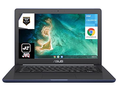 ASUS Newest 14" Rugged & Spill Resistant Chromebook, Education Edition, Military STD 810G, Intel N3350, 4GB RAM, 160G Space(32G eMMC+128G Card), WiFi, Bluetooth, Webcam, DarkBlue, Chrome OS, JVQ MP