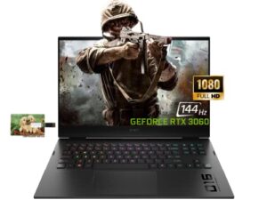 hp omen gaming laptop, 16.1″ fhd 144hz ips, intel core i7-11800h, windows 11 home, 32gb ram, 1tb ssd, geforce rtx 3060, long battery life, 32gb durlyfish usb card