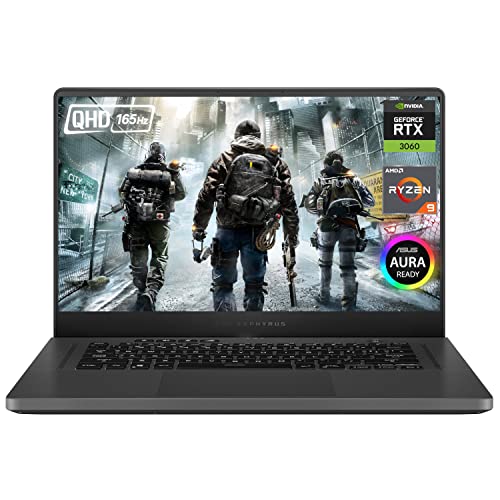 ASUS ROG Zephyrus G15 Gaming Laptop, 15.6" 165Hz QHD Screen, AMD Ryzen 9 5900HS, NVIDIA GeForce RTX 3060, 40GB RAM, 1TB SSD, RGB Backlit Keyboard, Fingerprint Reader, HDMI, Windows 11 Home, Gray