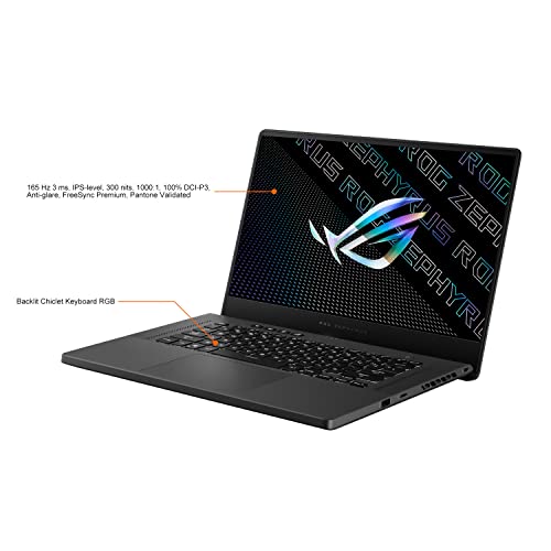 ASUS ROG Zephyrus G15 Gaming Laptop, 15.6" 165Hz QHD Screen, AMD Ryzen 9 5900HS, NVIDIA GeForce RTX 3060, 40GB RAM, 1TB SSD, RGB Backlit Keyboard, Fingerprint Reader, HDMI, Windows 11 Home, Gray