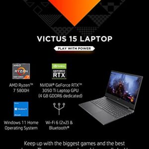 HP Victus Gaming Laptop, AMD Ryzen 7 5800H Processor, GeForce RTX 3050 Ti, 15.6" FHD 144Hz IPS Display, Webcam, WiFi 6, HDMI, Bluetooth, Enlarged Touchpad, Windows 11, Silver (32GB RAM | 1TB SSD)