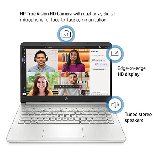 HP 14 Laptop, 14" HD Screen, Intel i5-1135G7 Processor, 32GB RAM, 1TB SSD, Webcam, SD Card Reader, HDMI, Wi-Fi, Windows 11 Home, Natural Silver,TGC Accessories