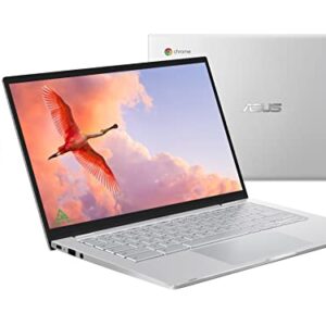 ASUS 2022 14" FHD Chromebook Laptop, Intel Core M3-8100Y Processor, 8GB RAM, 64GB eMMC Flash Memory, Intel HD Graphics, HD Webcam, Chrome OS, Silver, 128GB Snowbell USB Card