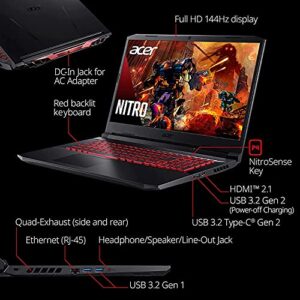 Acer 2023 Nitro AN517 17.3" 144Hz FHD IPS Gaming Laptop Intel 8-Core i7-11800H 32GB RAM DDR4 1TB NVMe SSD NVIDIA RTX 3050 TI 4GB GDDR6 Killer WiFi AX RJ-45 Backlit Windows 11 Pro w/RE USB Drive