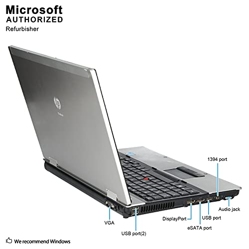 HP EliteBook 8540P 15.6 Laptop PC, Intel Core i5-520M up to 2.93GHz, 4G DDR3, 320G, DVDRW, WiFi, VGA, DP, Windows 10 Pro 64 Bit Multi-Language Support English/French/Spanish(Renewed)