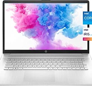 HP Laptop, 17" HD+ Anti-Glare Screen, 11th Gen Intel Core i5-1135G7, Intel Iris Xe Graphics, Long Battery Life, Webcam, HDMI, Mics, Windows 11 Home, Silver, Microfiber Cloth (32GB RAM | 1TB SSD)