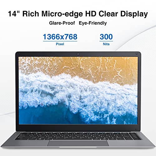 BiTECOOL Windows 11 Laptop, 14 inches HD Clear Display, Intel Celeron J4005 Dual Core, 6GB RAM and 256GB SSD Laptop Computer, 2.4G WiFi, BT4.0, Long Lasting Battery, Mic