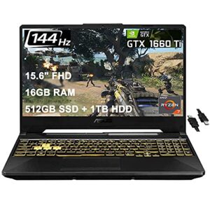 Flagship 2021 Asus Tuf A15 Gaming Laptop 15.6" FHD 144Hz AMD Octa-Core Ryzen 7 4800H (Beats i7-9750H) 16GB DDR4 512GB SSD 1TB HDD GTX 1660 Ti 6GB RGB (Renewed)