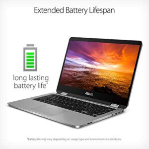 ASUS VivoBook Flip 14 Thin and Light 2-in-1 Laptop, 14” HD Touchscreen, Intel Celeron N4020 Processor, 4GB DDR4, 64GB Storage, Windows 10 Home in S Mode, Light Grey, TPM, Fingerprint, J401MA-DB02