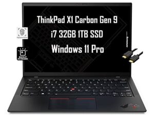 lenovo thinkpad x1 carbon gen 9 14″ fhd+ (intel 4-core i7-1185g7 vpro, 32gb ram, 1tb ssd) business laptop, thunderbolt 4, backlit, fingerprint, 3-year warranty, webcam, wi-fi 6, ist cable, win 11 pro