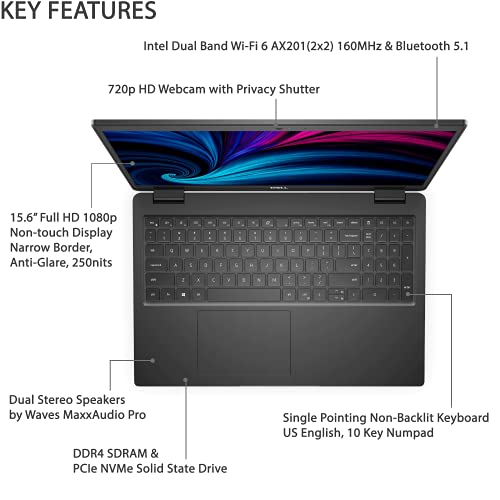 2021 Newest Dell Business Laptop Latitude 3520, 15.6" FHD IPS Backlit Display, i7-1165G7, 16GB RAM, 512GB SSD, Webcam, WiFi 6, USB-C, HDMI, Win 10 Pro