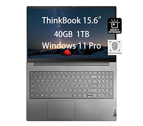 Lenovo ThinkBook 15 Gen 2 ITL 15.6" FHD (Intel Quad-Core Core i5-1135G7, 40GB DDR4 RAM, 1TB PCIe SSD) Business Laptop, IPS, Anti-glare, Backlit Keyboard, Fingerprint, Thunderbolt 4, Webcam, Win 11 Pro