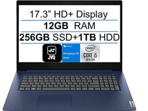 lenovo newest ideapad 17.3″ hd+ laptop computer, intel quad-core i5-1035g1(up to 3.6ghz beat i7-8550u), 12gb ddr4 ram, 256gb ssd+1tb hdd, wifi 5, webcam, hdmi, windows 10, abyss blue, jvq mp