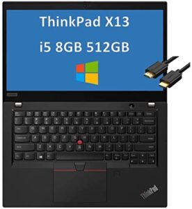 lenovo latest thinkpad x13 13.3″ fhd (1920×1080) i5 10210u (beat i7-8565u), 8gb ddr4, 512gb pcie ssd slim business laptop intel 4-core fingerprint, wifi 6, backlit, ist cable, windows 10 pro