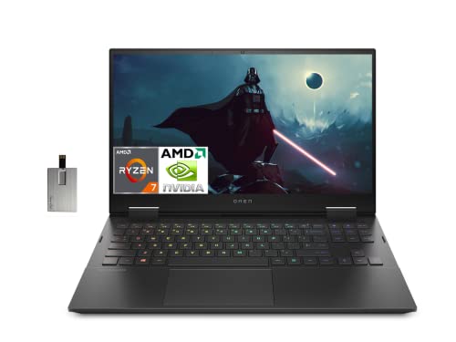 HP 2022 OMEN Gaming 15.6" 144Hz FHD Laptop, AMD R7-5800H (Beats i7-10870H), 16GB RAM, 1TB PCIe SSD, Backlit Keyboard, GeForce RTX 3070 Graphics, HD Webcam, Win10, Black, 32GB USB Card