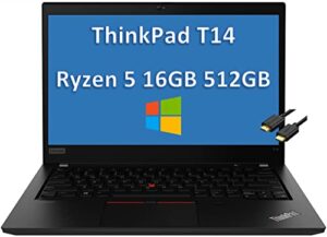 lenovo latest thinkpad t14 14″ fhd ips amd 6-core ryzen 5 pro 4650u(beat i7-1165g7), 16gb ram, 512gb pcie ssd, business laptop, windows 10 pro/windows 11 pro, ist cable