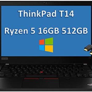 Lenovo Latest ThinkPad T14 14" FHD IPS AMD 6-Core Ryzen 5 Pro 4650U(Beat i7-1165G7), 16GB RAM, 512GB PCIe SSD, Business Laptop, Windows 10 Pro/Windows 11 Pro, IST Cable