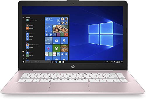 2021 HP Stream 14 HD Thin and Light Laptop, Intel Celeron N4000 Processor, 4GB RAM, 64GB eMMC, HDMI, Webcam, WiFi, Bluetooth, Windows 10 S, Rose Pink With SAM- (Renewed)