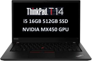 lenovo thinkpad t14 gen 2 14″ fhd business laptop (intel i5-1135g7, 16gb ram, 512gb pcie ssd, geforce mx450 graphics) 10-hr battery life, webcam, thunderbolt 4, wi-fi 6e, 3-year warranty, win 11 pro