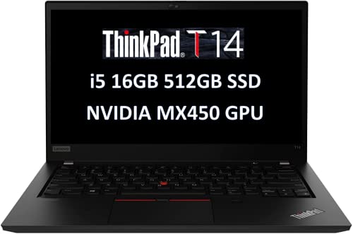Lenovo ThinkPad T14 Gen 2 14" FHD Business Laptop (Intel i5-1135G7, 16GB RAM, 512GB PCIe SSD, GeForce MX450 Graphics) 10-Hr Battery Life, Webcam, Thunderbolt 4, Wi-Fi 6E, 3-Year Warranty, Win 11 Pro