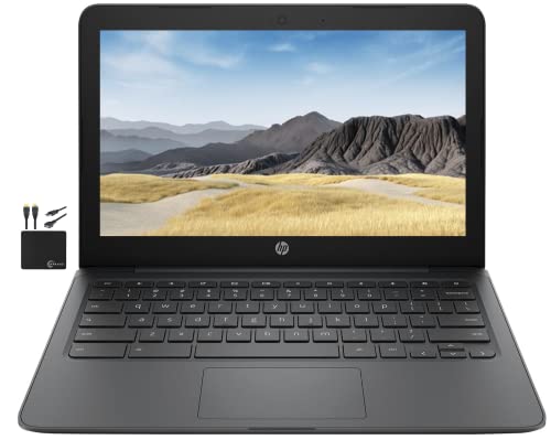 HP 2022 Newest Chromebook 11.6" HD Thin Light Laptop Computer for Business Student, Intel Celeron N3350 Up to 2.4 GHz, 4GB Memory, 32GB eMMC,Webcam, USB-C, WiFi, Bluetooth, Chrome OS+MarxsolCables