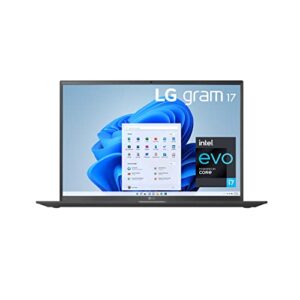 LG Gram 17Z95P Laptop 17" Ultra-Lightweight, IPS, (2560 x 1600), Intel Evo 11th gen CORE i7 , 16GB RAM, 1TB SSD, Windows 11 Home, 80Wh Battery, Alexa Built-in, 2X USB-C, HDMI, USB-A – Black