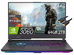 asus rog strix g15 15.6″ fhd 144hz (amd 8-core ryzen 7 4800h (beat i7-10750h), 64gb ram, 2tb pcie ssd, geforce rtx 3060 6gb) rgb backlit keyboard gaming laptop, type-c, wifi 6, ist cable, win 11 home