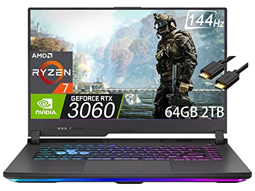 ASUS ROG Strix G15 15.6" FHD 144Hz (AMD 8-Core Ryzen 7 4800H (Beat i7-10750H), 64GB RAM, 2TB PCIe SSD, GeForce RTX 3060 6GB) RGB Backlit Keyboard Gaming Laptop, Type-C, WiFi 6, IST Cable, Win 11 Home