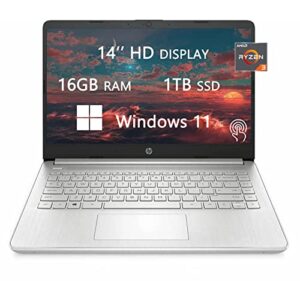 2022 newest hp touch-screen laptops for college student & business, 14 inch hd computer, amd ryzen 3 3250u, 16gb ram, 1tb ssd, fast charge, hdmi, webcam, wi-fi, bluetooth, windows 11, lioneye mp
