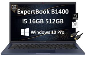 asus expertbook b1 b1400 14″ fhd (intel 4-core i5-1135g7, 16gb ram, 512gb pcie ssd, military grade durable) business laptop, fingerprint, backlit, 3-year warranty, ist hdmi, win 10/11 pro