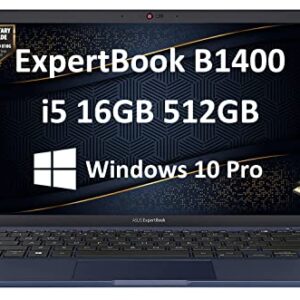 ASUS ExpertBook B1 B1400 14" FHD (Intel 4-Core i5-1135G7, 16GB RAM, 512GB PCIe SSD, Military Grade Durable) Business Laptop, Fingerprint, Backlit, 3-Year Warranty, IST HDMI, Win 10/11 Pro