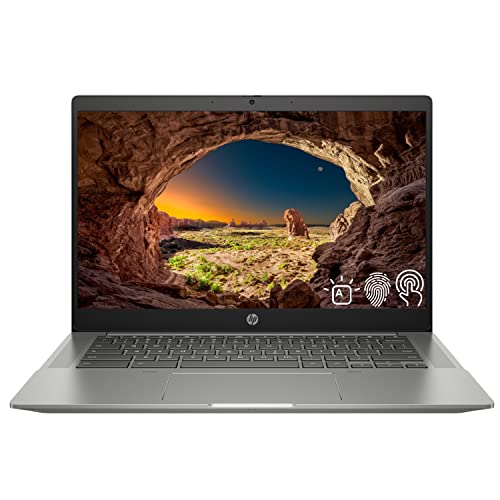 HP Newest Chromebook Laptop, 14" FHD Touchscreen, AMD Athlon Silver 3050C Processor, 4GB RAM, 64GB eMMC Storage, Webcam, Fingerprint Reader, Wi-Fi 6, Bluetooth, Chrome OS, Mineral Silver