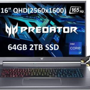 Acer Predator Triton 500 SE 16" QHD+ 165Hz (Intel Core i7-11800H, 64GB RAM, 2TB SSD, Geforce RTX 3060) Gaming Laptop, 500 nits, RGB Backlit, Thunderbolt 4, IST HDMI, Windows 10 Home