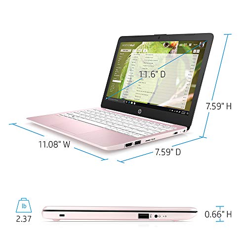 2021 HP Stream 11.6" HD Laptop Computer, Intel Celeron N4000 Processor, 4GB RAM, 64GB eMMC , 1-Year Office 365, Webcam, Intel UHD Graphics 600, Bluetooth, Windows 10 S, Pink, 32GB SnowBell USB Card