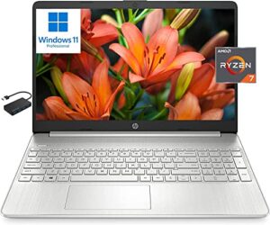 hp [windows 11 pro] 15 15.6″ hd business laptop computer, 8-core amd ryzen 7 5700u (beats i7-1180g7), 64gb ram 2tb pcie ssd, amd radeon graphics, wi-fi 6, bluetooth 5.2, w/hub