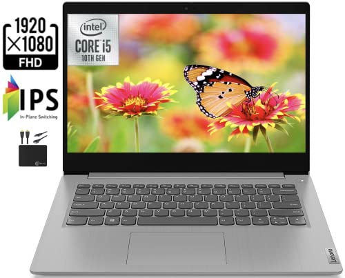 Lenovo 2022 Flagship IdeaPad 14" FHD IPS Laptop, Intel Quad Core i5-10210U (Upto 4.2 GHz, Beat i7-8665U), 12GB RAM, 512GB PCIe SSD, UHD Graphics, Bluetooth, HDMI, Webcam, Windows 11+MarxsolAccessory