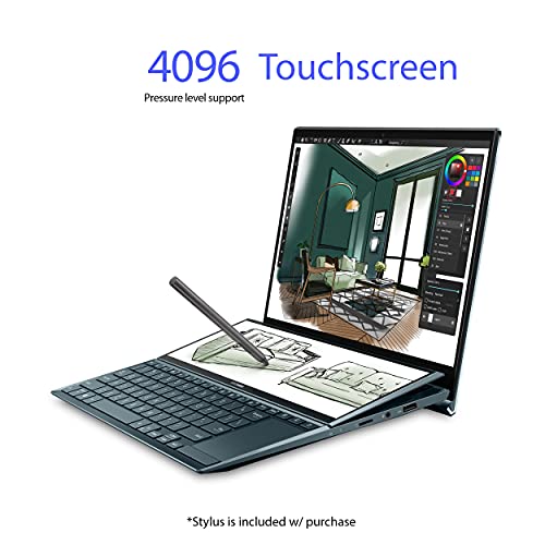 ASUS ZenBook Duo 14 UX482 14” FHD NanoEdge Touch Display, Core i7-1195G7, GeForce MX450, 32GB RAM, 1TB SSD, Innovative ScreenPad Plus, Windows 11 Pro, WiFi 6E, Celestial Blue, UX482EGR-XB77T