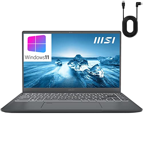 MSI Prestige 14Evo A11MO 14" FHD Ultra Thin Laptop, Intel Quad-Core i7-1195G7 up to 5GHz, 32GB LPDDR4X RAM, 1TB PCIe SSD, WiFi 6, Bluetooth 5.2, White Backlight KB, Windows 11, BROAG Type-C Link Cable