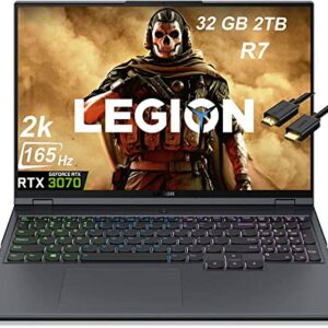 Lenovo 2022 Legion 5 Pro 16" WQXGA 2K IPS 165Hz G-sync (8-Core Ryzen 7-5800H, RTX 3070 8GB, 32GB RAM, 2TB PCIe SSD) Gaming Laptop, RGB Backlit, Nahimic, HDR 400, IST Cable, Windows 11 Home, Grey