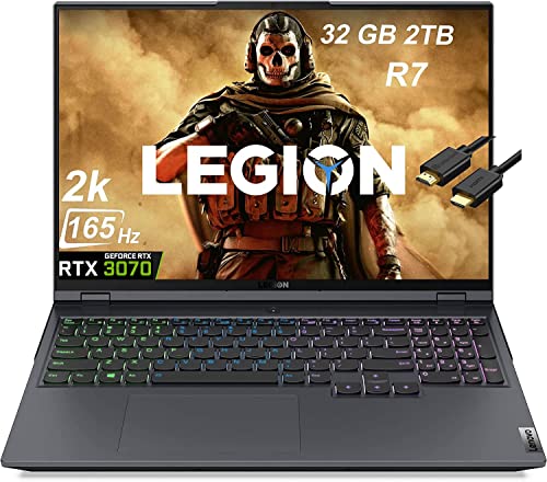 Lenovo 2022 Legion 5 Pro 16" WQXGA 2K IPS 165Hz G-sync (8-Core Ryzen 7-5800H, RTX 3070 8GB, 32GB RAM, 2TB PCIe SSD) Gaming Laptop, RGB Backlit, Nahimic, HDR 400, IST Cable, Windows 11 Home, Grey