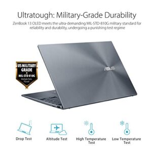 ASUS ZenBook 13 Ultra-Slim Laptop, 13.3” OLED NanoEdge, Intel Evo Platform i7-1165G7, 8GB, 512GB SSD, NumberPad, Thunderbolt 4, Wi-Fi 6, Windows 11 Home, AI Noise-Cancellation, Pine Grey, UX325EA-EH71