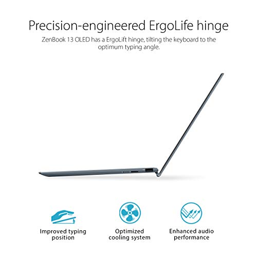 ASUS ZenBook 13 Ultra-Slim Laptop, 13.3” OLED NanoEdge, Intel Evo Platform i7-1165G7, 8GB, 512GB SSD, NumberPad, Thunderbolt 4, Wi-Fi 6, Windows 11 Home, AI Noise-Cancellation, Pine Grey, UX325EA-EH71