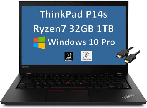 Lenovo ThinkPad P14s 14" FHD (AMD 8-core Ryzen 7 Pro 4750U (Beat i7-10750H), 32GB RAM, 1TB SSD) Mobile Workstation Business Laptop Backlit, Fingerprint, WiFi 6, Windows 10 Pro / 11 Pro