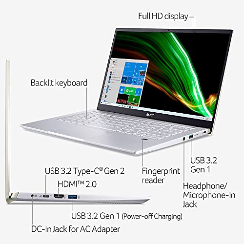 Acer Swift X SFX14-41G-R1S6 Laptop | 14" Full HD 100% sRGB | AMD Ryzen 7 5800U | NVIDIA RTX 3050Ti Laptop GPU | 16GB LPDDR4X | 512GB SSD