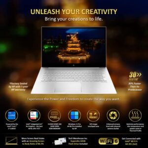 HP Envy 17T Laptop i7-1195G7 11th gen, 16GB RAM, 512 GB NVMe SSD, 17.3" FHD Touch, Thunderbolt 4, Win 11 PRO, WiFi 6, B&O Speakers, USB-A, Intel Xe Graphics, Silver, 64GB Tech Warehouse Flashdrive