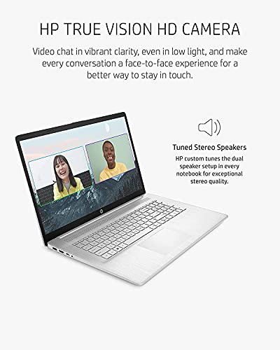 2021 Newest HP 17 Laptop, 17" HD+ Anti-Glare Screen, 11th Gen Intel Core i5-1135G7, Intel Iris Xe Graphics, 32 GB RAM, 1 TB PCIe SSD, Long Battery Life, Webcam, Mics, Win10, Silver + Microfiber Cloth