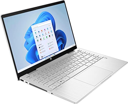 HP 2022 Newest Pavilion x360 2-in-1 14" FHD IPS Touch-Screen Laptop | Intel Core i5-1235U | 8GB RAM | 512GB SSD | Backlit Keyboard | Fingerprint | Windows 11 Home | Silver | with Laptop Stand Bundle