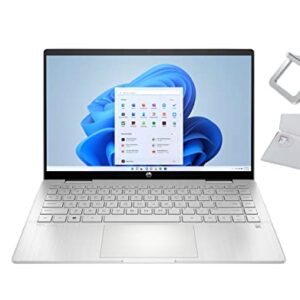 HP 2022 Newest Pavilion x360 2-in-1 14" FHD IPS Touch-Screen Laptop | Intel Core i5-1235U | 8GB RAM | 512GB SSD | Backlit Keyboard | Fingerprint | Windows 11 Home | Silver | with Laptop Stand Bundle